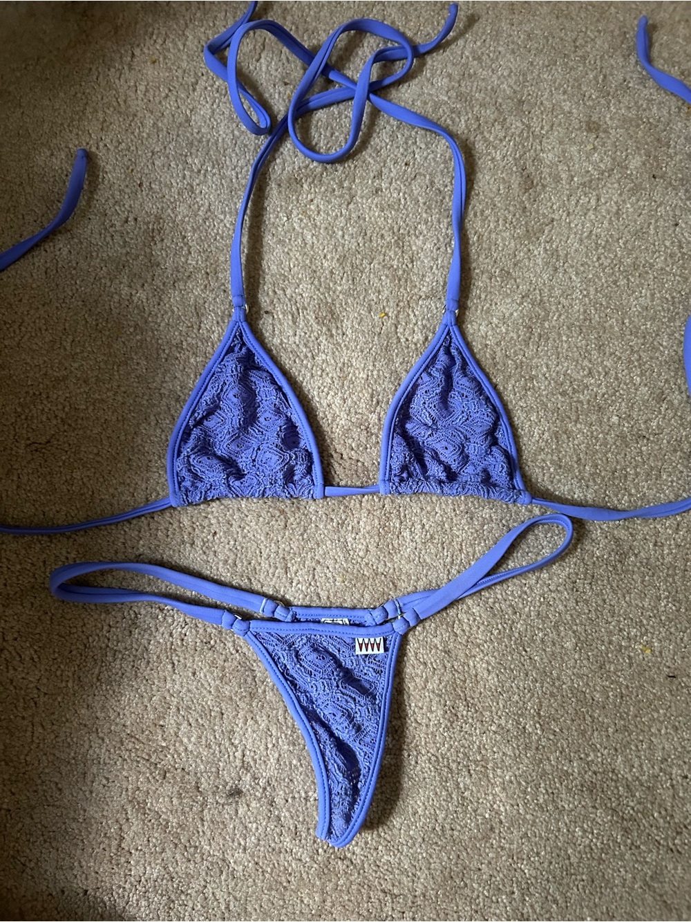 Vintage Wicked Weasel Diamond Lace purple Crochet Triangle Bikini